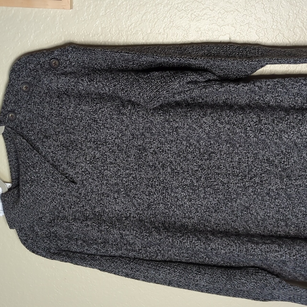 NWT Style&Co Heather Black Sweater in 2X Brown Button Shoulder